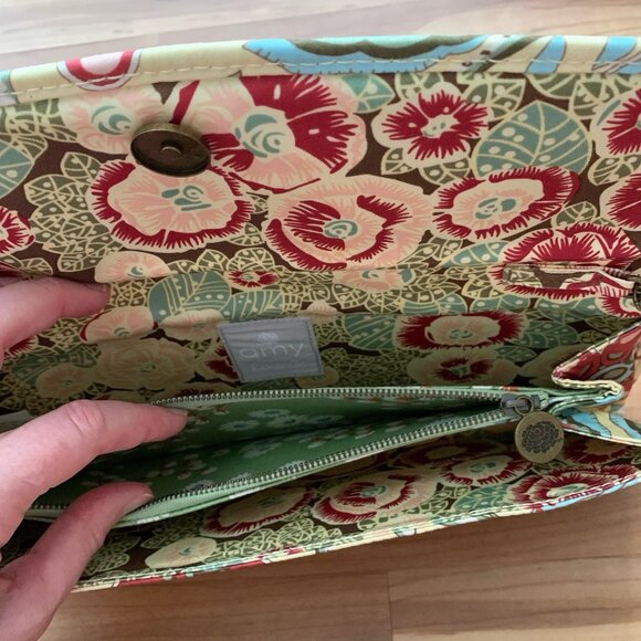 Amy Butler for Kalencom Clutch Purse w/ Chain Floral Yellow Organic Cotton - Picture 7 of 14